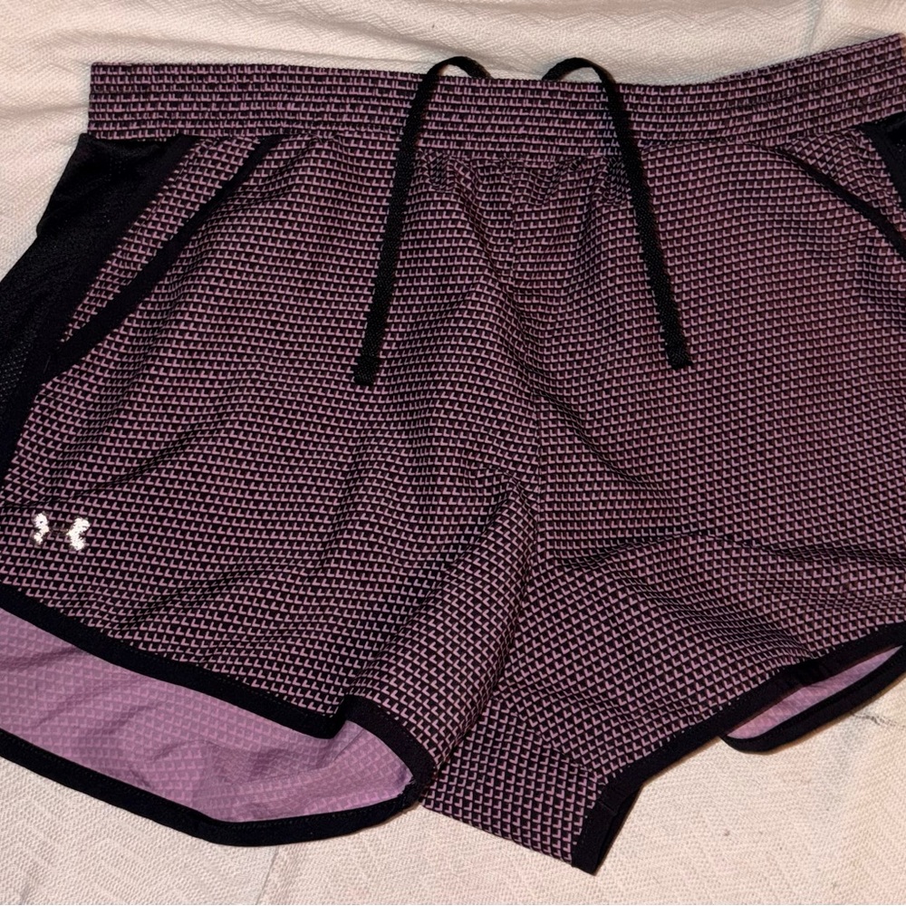 Under Armour Women's Black and Purple Athletic Shorts